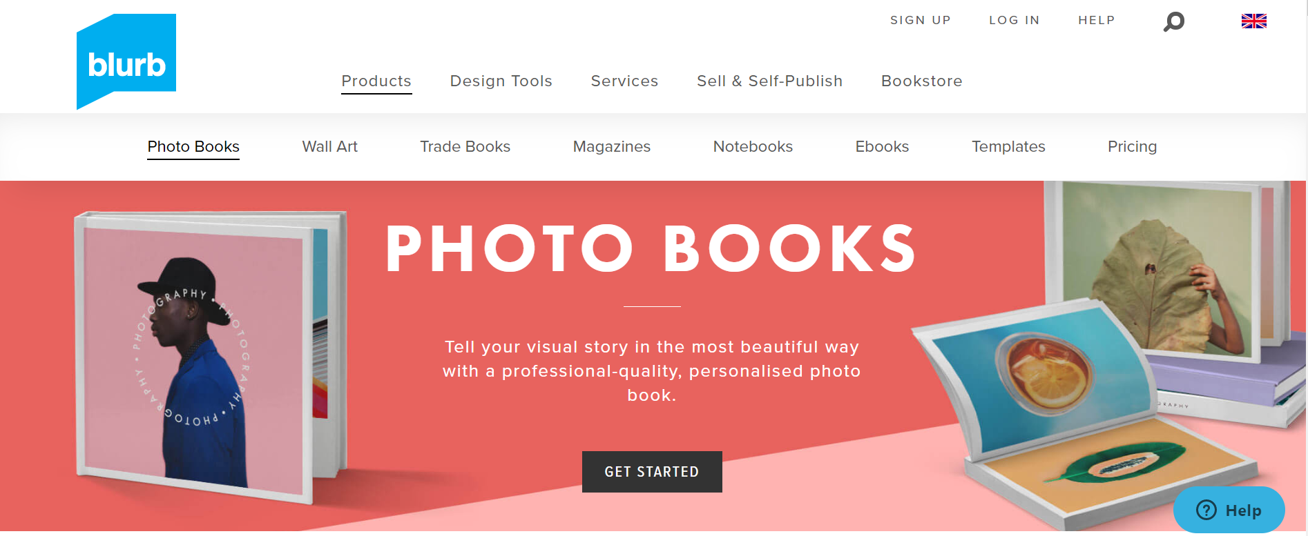 Blurb co uk professional photo book get started page