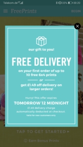FreePrints Free Delivery offer