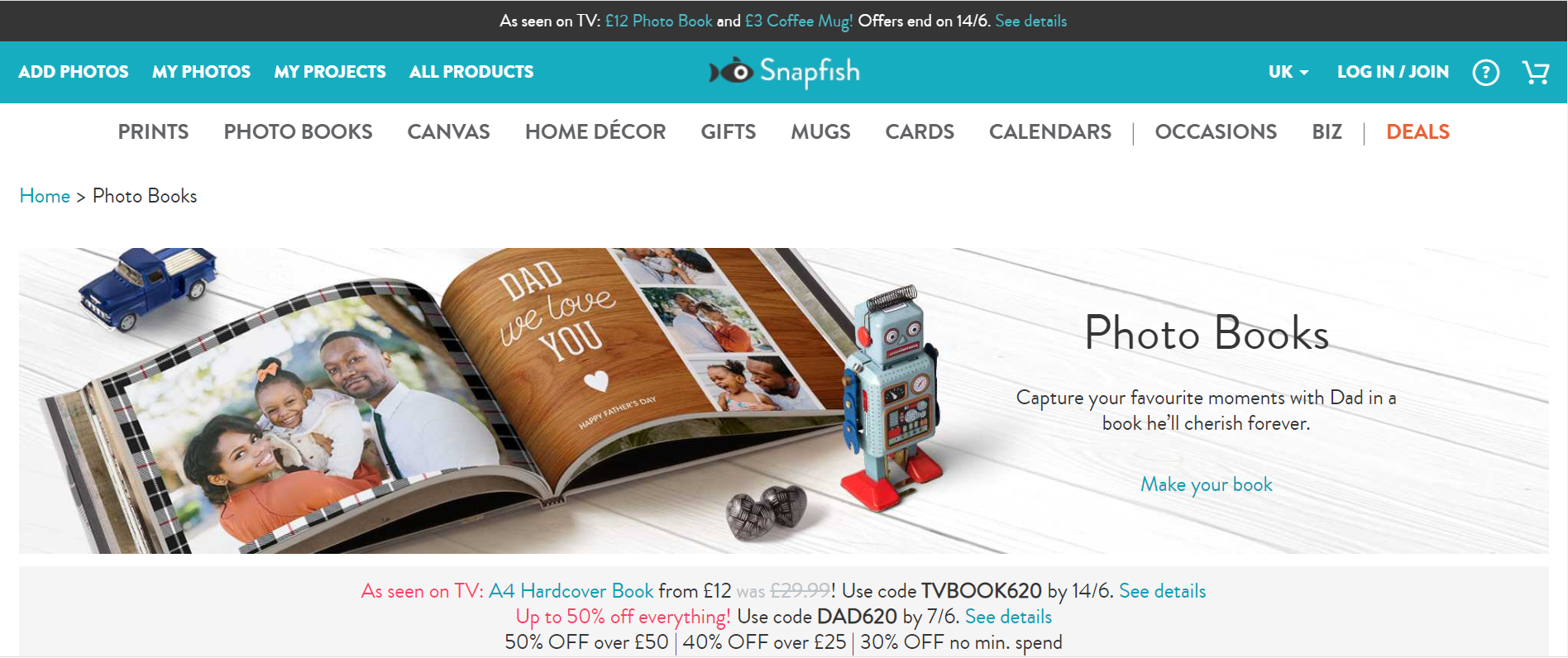 Snapfish Photo Book Landing Pages Screenshot