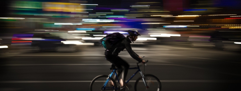 Delivery courier in the night