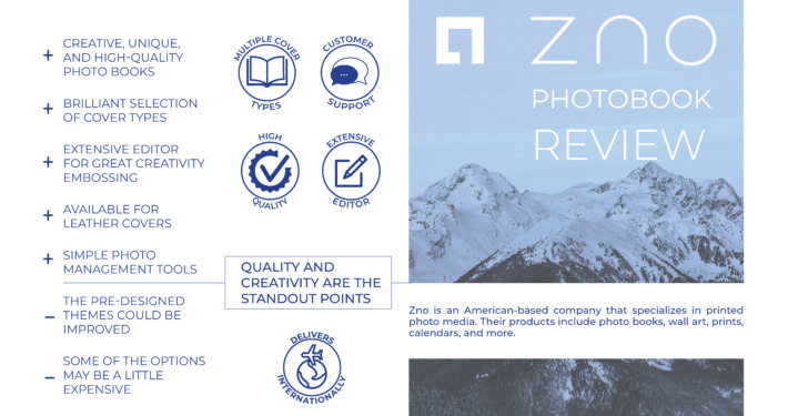 ZNO photo book review infographic by photobookdeals.co.uk